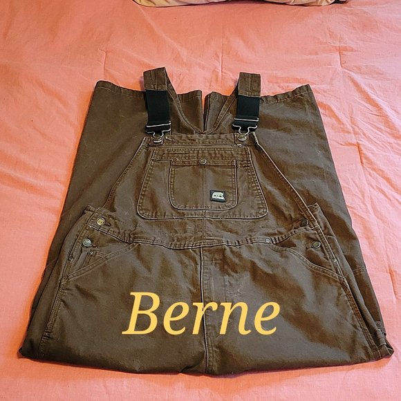 Berne Men's Washed Duck Unlined Brown Bib Overalls. Sz: 38X32 - Picture 2 of 15